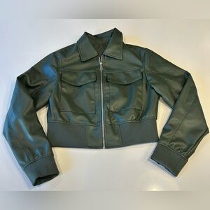 Ci Sono by Catalina Women's Hunter Green faux Leather Jacket size medium